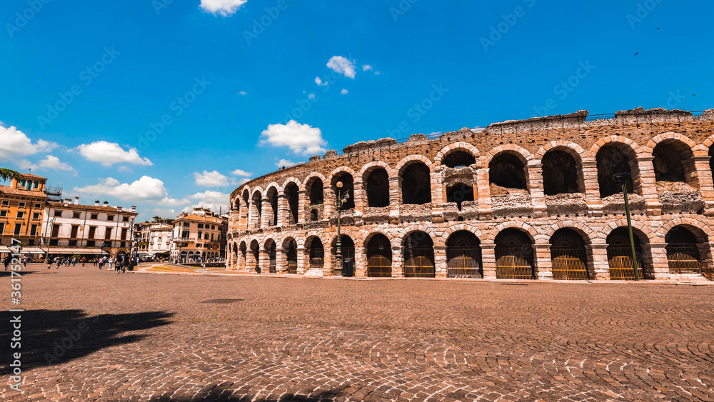 Verona Arena, Arena di Verona is famous Roman amphitheatre in Piazza Bra. Verona, Italy
