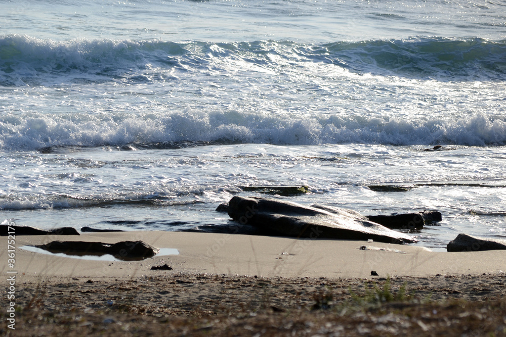 Waves hitting the rocks