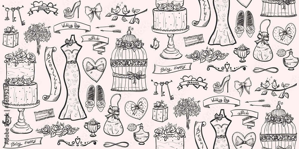 Obraz premium Fashion wedding bridal seamless pattern