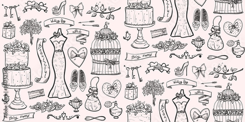 Fashion wedding bridal seamless pattern
