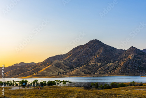 Lake Kaweah in California at sunset photo