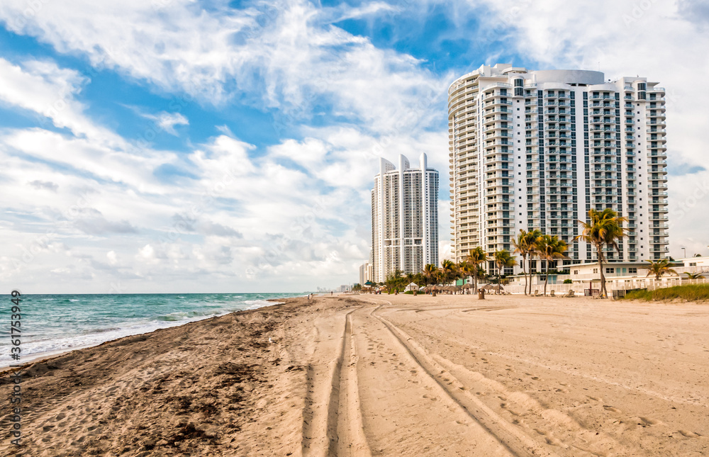 View of Sunny Isles Miami beach in Florida, USA View of Sunny Isles Miami beach in Florida, USA