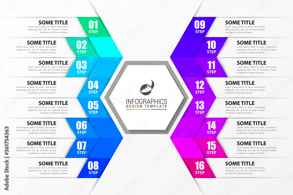 Infographic design template. Creative concept with 16 steps - obrazy, fototapety, plakaty 