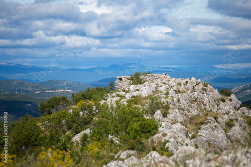 View from Kozjak mountain above Kastela in Croatia