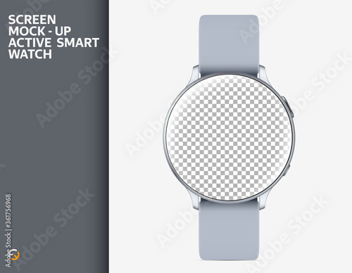 Smart watch silver colors mockup. Smart watch display, with blank screen for you design. Vector illustration EPS10
