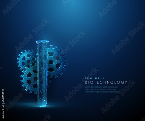Low poly medical tube and cogwheel icon