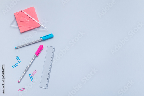 Flat lay of back to school supplies