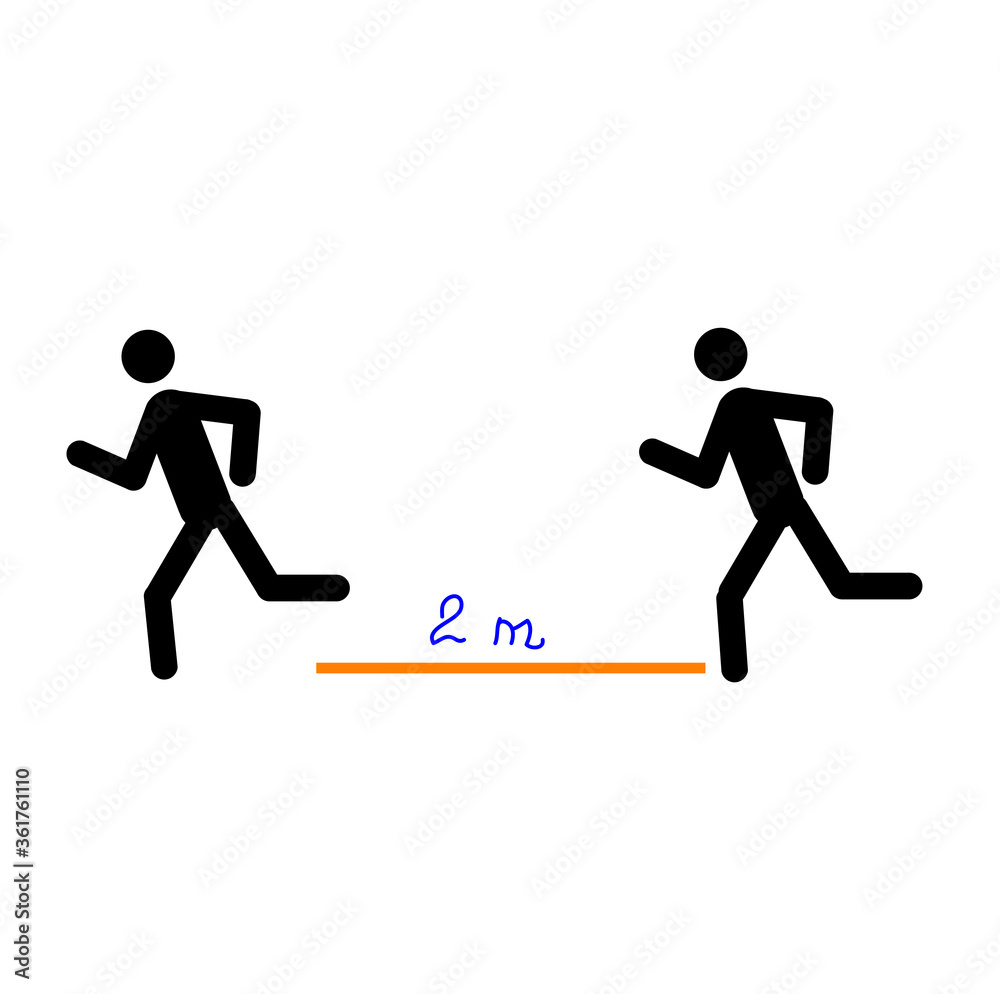 Stick man running. Social distance in sporting activities. Prevention of coronavirus. Stick man running. Social distance in sporting activities. Prevention of coronavirus.