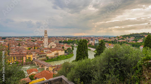 View of the city of Verona from a height, cityscape. Verona, Italy
