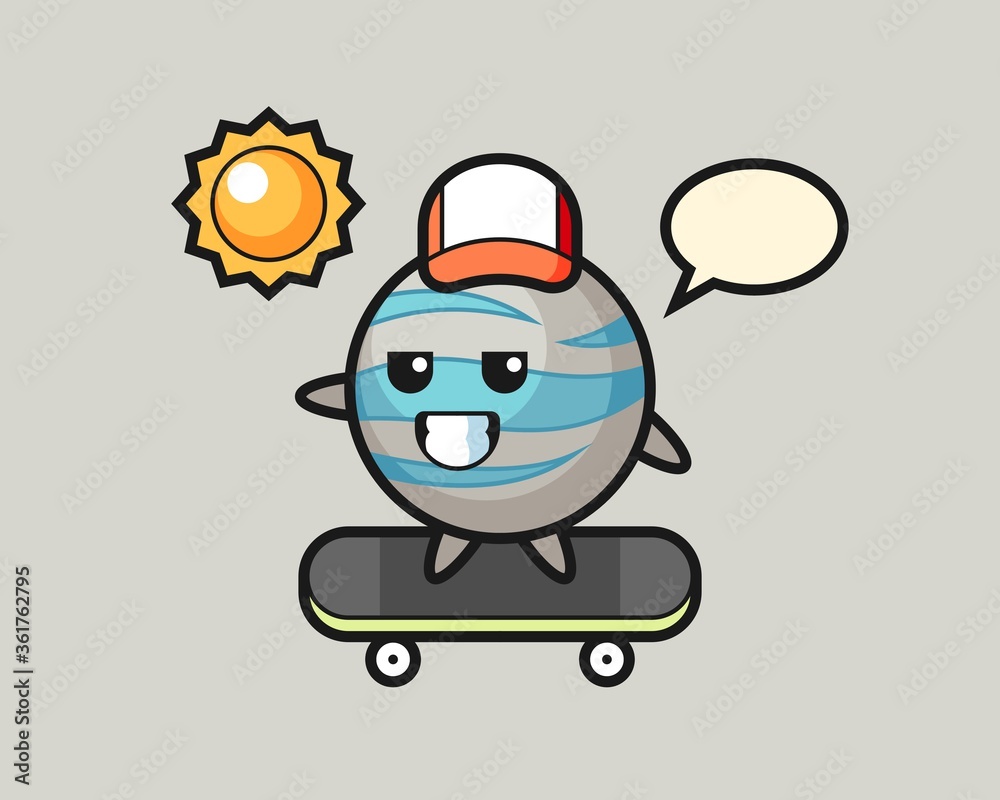 Obraz Planet cartoon ride a skateboard