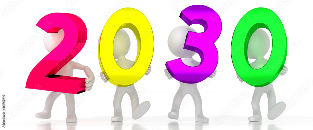 2030 - colorful letters - 3D illustration 2030 - colorful letters - 3D illustration