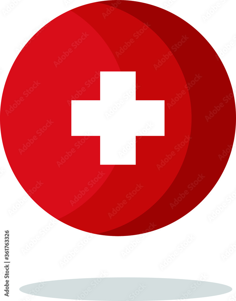 vector icon volumetric sign of Sweden, white cross on a red background icon vector illustration in volumetric style, cartoon sticker Ambulance Sweden vector icon volumetric sign of Sweden, white cross on a red background icon vector illustration in volumetric style, cartoon sticker Ambulance Sweden