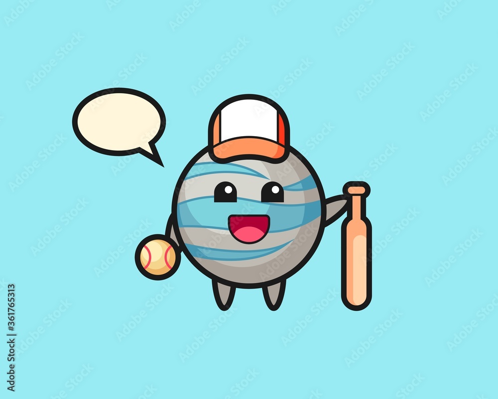 Fototapeta premium Planet cartoon as a baseball player