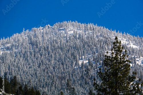 Montanha nevada e céu azul photo