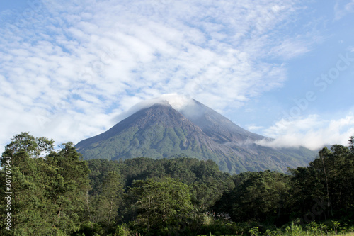 Mount Merapi is seen from the Kaliadem region  Yogyakarta  Indonesia