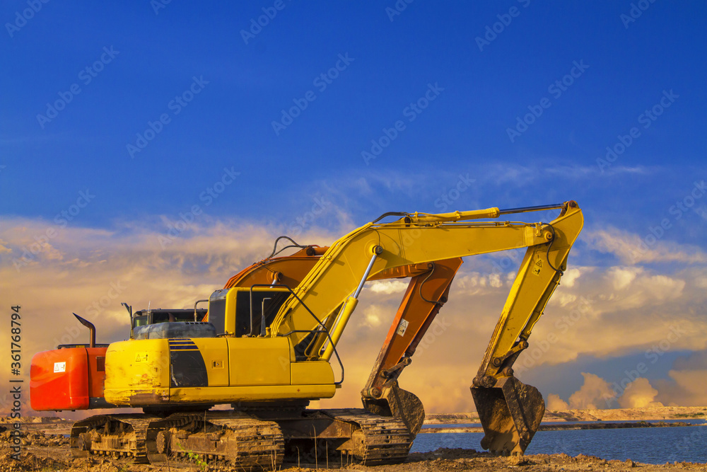 excavator at work in the construction excavator at work in the construction