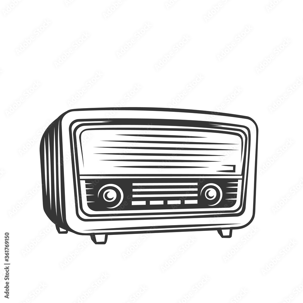 Old radio monochrome icon Old radio monochrome icon