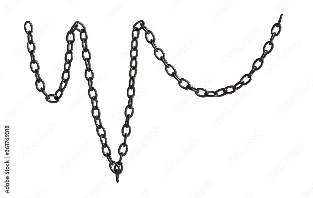 Fragment of a black metal chain on a white background. Isolated Fragment of a black metal chain on a white background. Isolated