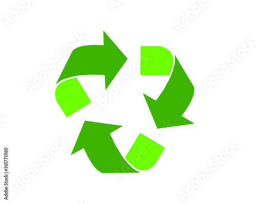 Green arrows recycle eco symbol vector illustration isolated on white background. Recycled sign. Cycle recycled icon. Recycled materials symbol. Recycled icon eps. 10