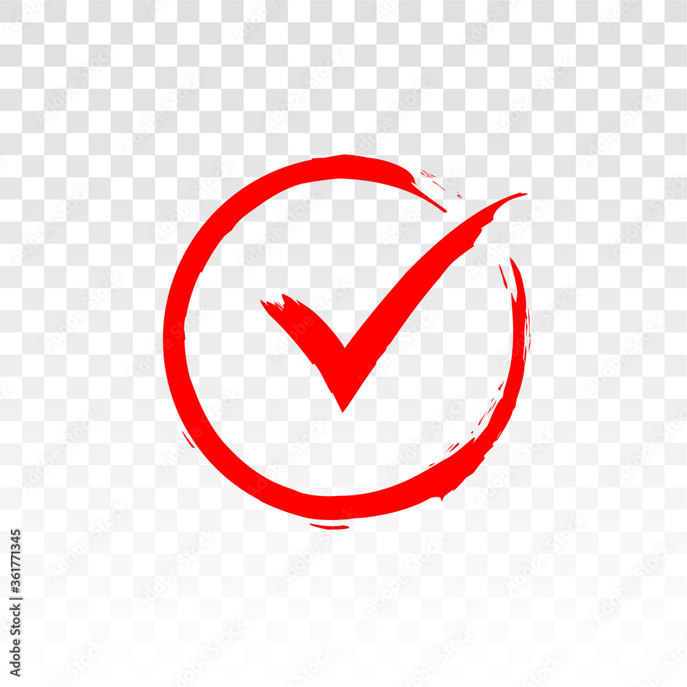 Check Yes Red Red check mark icon. Vector check mark. Red circle box. Symbols YES ...