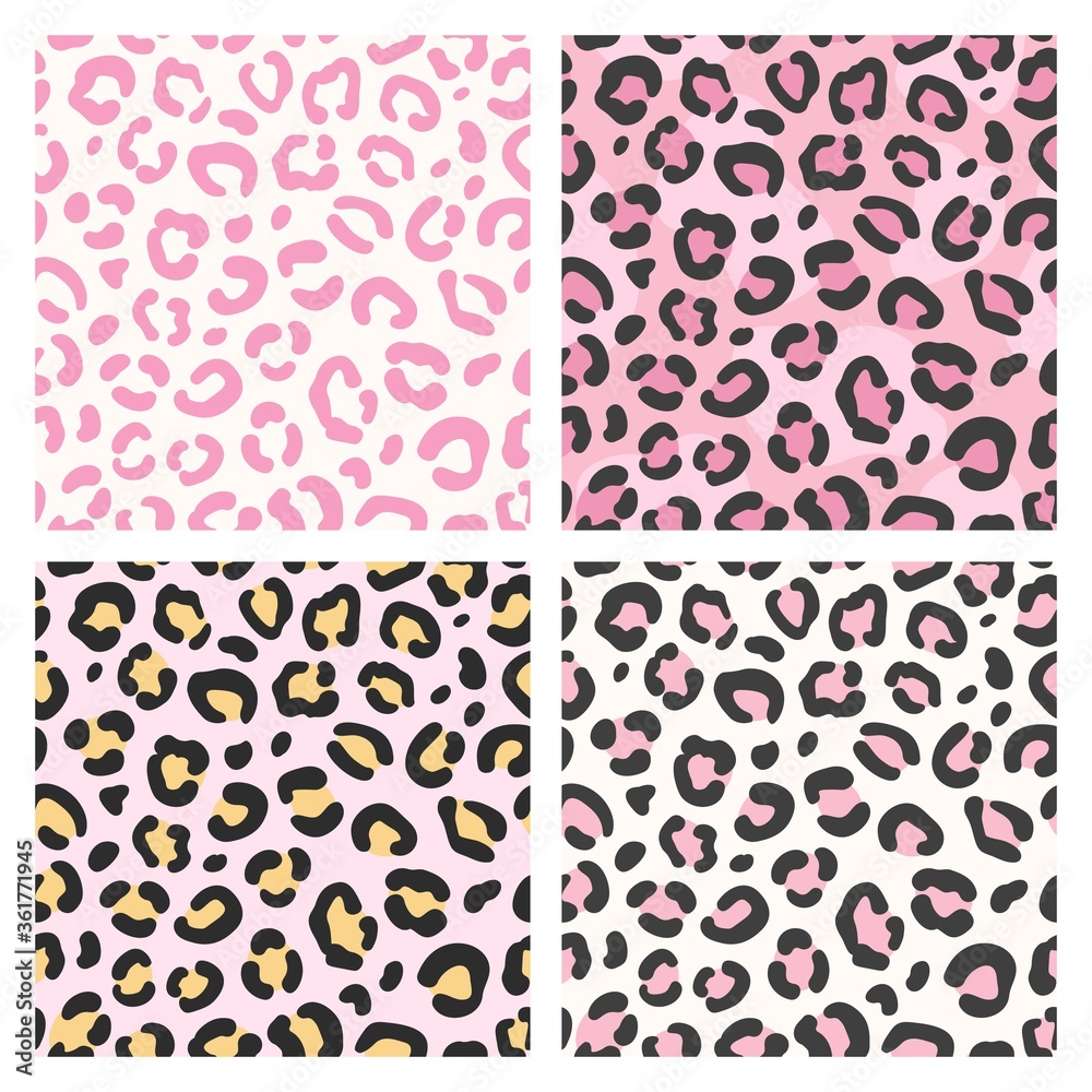 Pink leopard pattern. Seamless animal print, trendy wild cat design stylized background for fashion fabric, wallpaper vector texture. Stylish fashionable leopard textile, wrapping paper design. Stock Vector | Adobe Stock Pink leopard pattern. Seamless animal print, trendy wild cat design stylized background for fashion fabric, wallpaper vector texture. Stylish fashionable leopard textile, wrapping paper design. Stock Vector | Adobe Stock