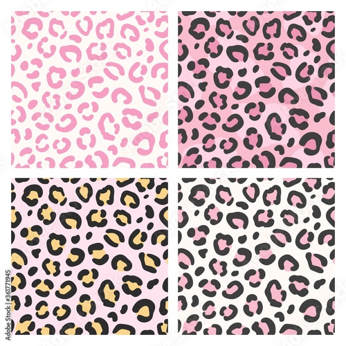 Pink leopard pattern. Seamless animal print, trendy wild cat design stylized background for fashion fabric, wallpaper vector texture. Stylish fashionable leopard textile, wrapping paper design.