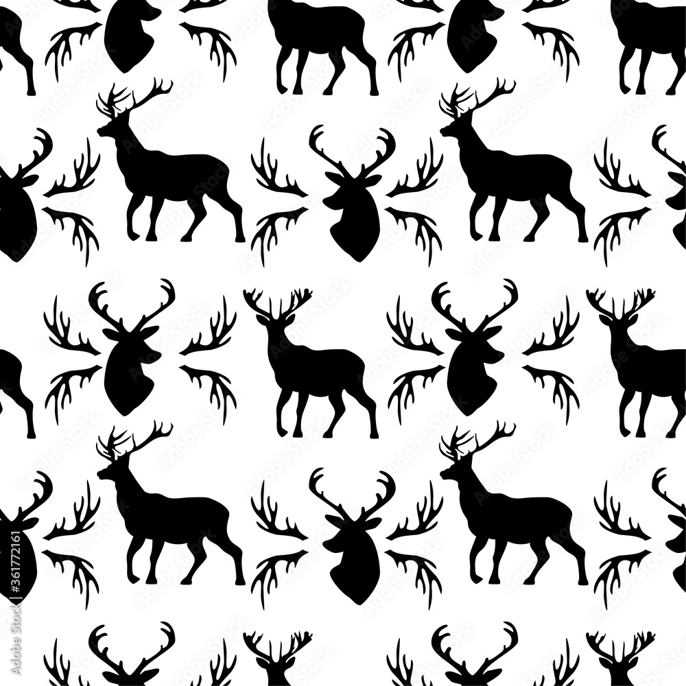 Fototapeta premium background with patterns of deer and horns