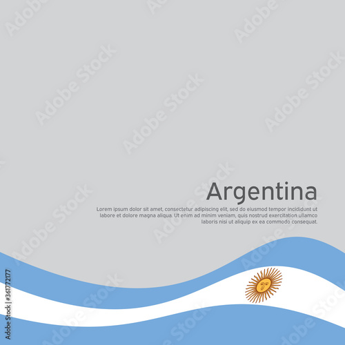 Abstract waving flag of argentina. Creative background for Argentina patriotic holiday card design. Flat style. National Poster. Argentinean state patriotic cover, flyer. Vector design
