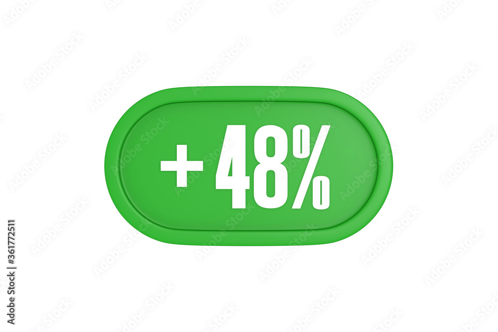 48 Percent increase 3d sign in green color isolated on white background, 3d illustration. 48 Percent increase 3d sign in green color isolated on white background, 3d illustration.