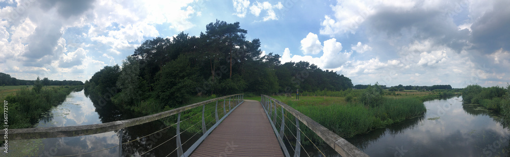 Panorama from the Beneden Regge river in Overijssel, The Netherlands