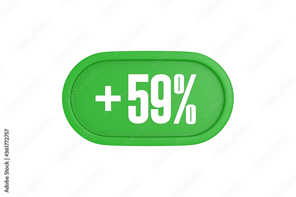 59 Percent increase 3d sign in green color isolated on white background, 3d illustration. 59 Percent increase 3d sign in green color isolated on white background, 3d illustration.