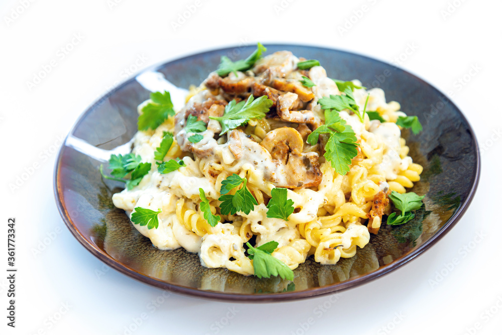 fusilli kebab chicken with white sauce fusilli kebab chicken with white sauce