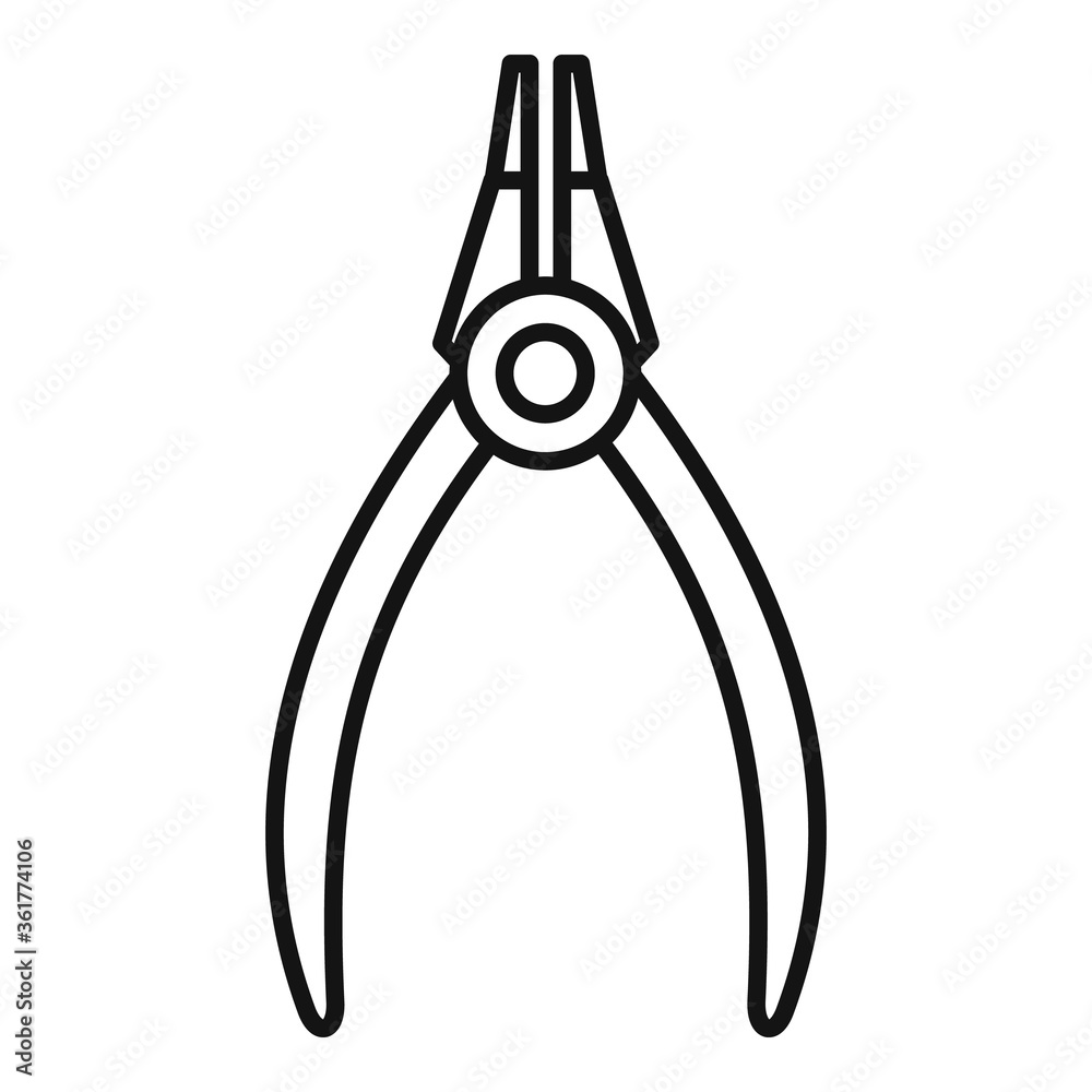 Piercing pliers icon. Outline piercing pliers vector icon for web design isolated on white background