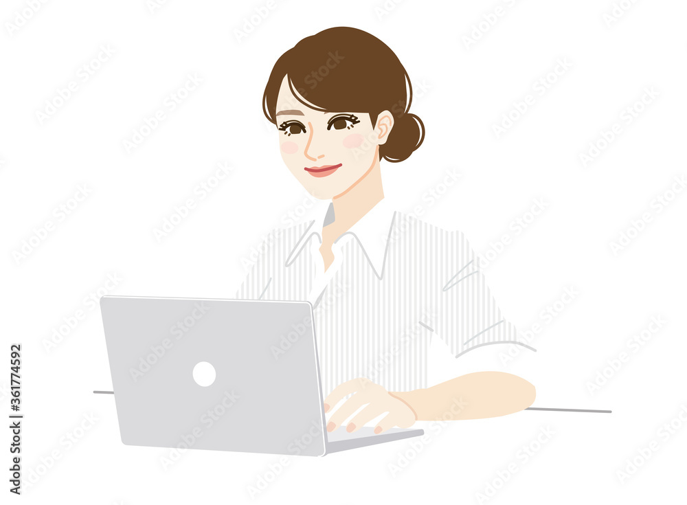 Illustration of a woman using a computer. Illustration of a woman using a computer.