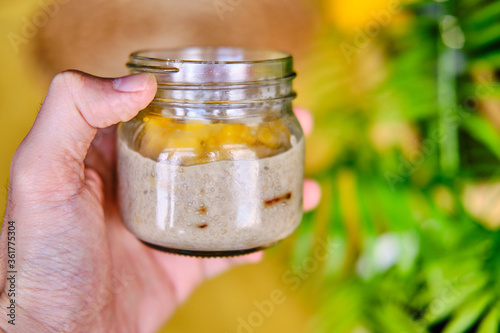 Coconut Mango Chia Seed Pudding in a Glass Jar