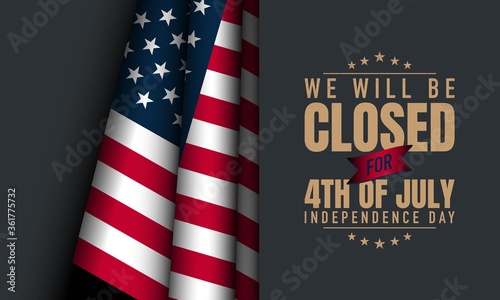 American Independence Day Background. Fourth of July. We will be closed for fourth of july independece day. photo