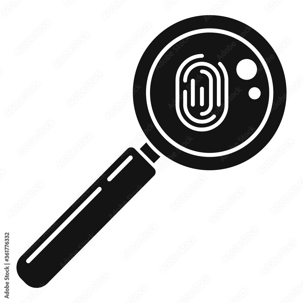 Policeman magnifier fingerprint icon. Simple illustration of policeman magnifier fingerprint vector icon for web design isolated on white background Policeman magnifier fingerprint icon. Simple illustration of policeman magnifier fingerprint vector icon for web design isolated on white background
