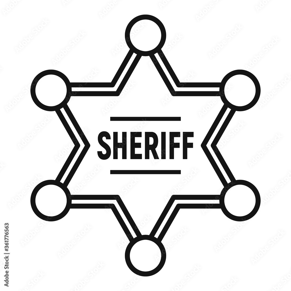 Sheriff gold star icon. Outline sheriff gold star vector icon for web ...