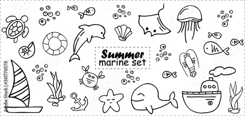 Summer marine set vector image