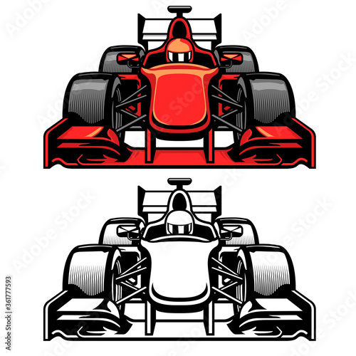 formula car race front side view