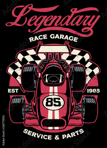 shirt design of vintage formula car racing