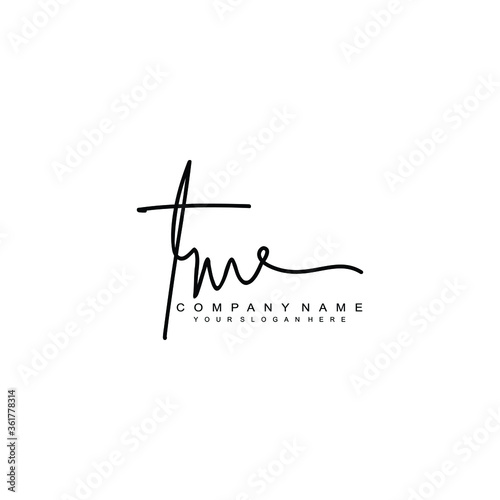 TM initials signature logo. Handwriting logo vector templates. Hand drawn Calligraphy lettering Vector illustration.
