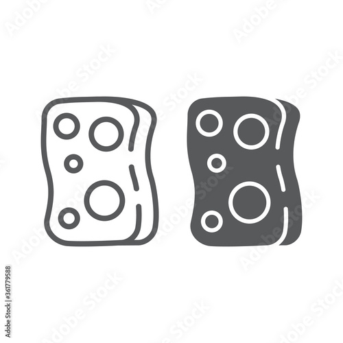 Sponge line and glyph icon, laundry and wash, washcloth sign, vector graphics, a linear pattern on a white background.