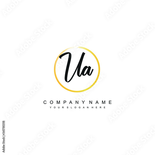 UA initials signature logo. Handwriting logo vector templates. Hand drawn Calligraphy lettering Vector illustration. 