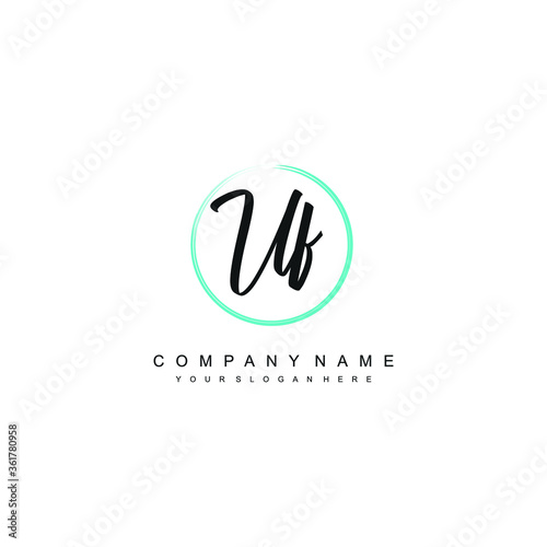 UF initials signature logo. Handwriting logo vector templates. Hand drawn Calligraphy lettering Vector illustration. 