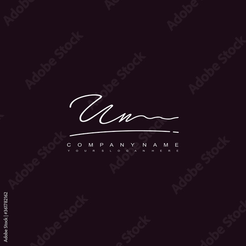 UN initials signature logo. Handwriting logo vector templates. Hand drawn Calligraphy lettering Vector illustration. 