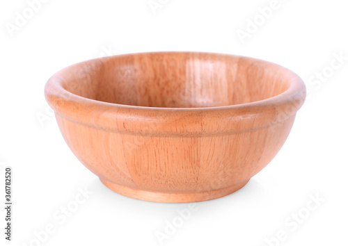 wood bowl on white background.