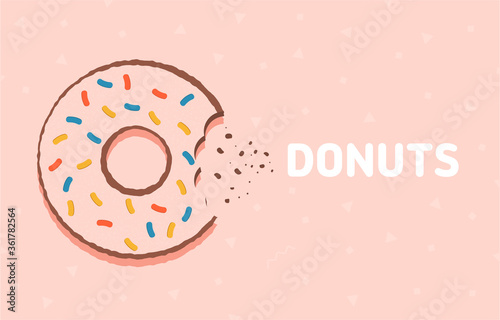 Colorful glazed donut. Food background with delicious donut. Vector illustration