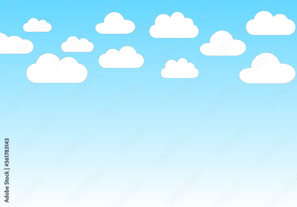 Clouds and sky background, vector. Cartoon clouds background for poster, flyer and wallpaper. Creative art design. Stylish blue gradient sky clouds. Vector illustration of cloudy weather Clouds and sky background, vector. Cartoon clouds background for poster, flyer and wallpaper. Creative art design. Stylish blue gradient sky clouds. Vector illustration of cloudy weather