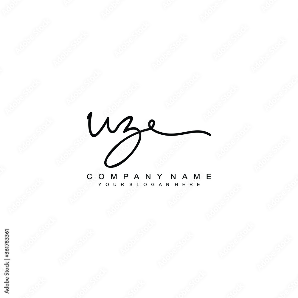 UZ initials signature logo. Handwriting logo vector templates. Hand drawn Calligraphy lettering Vector illustration.
